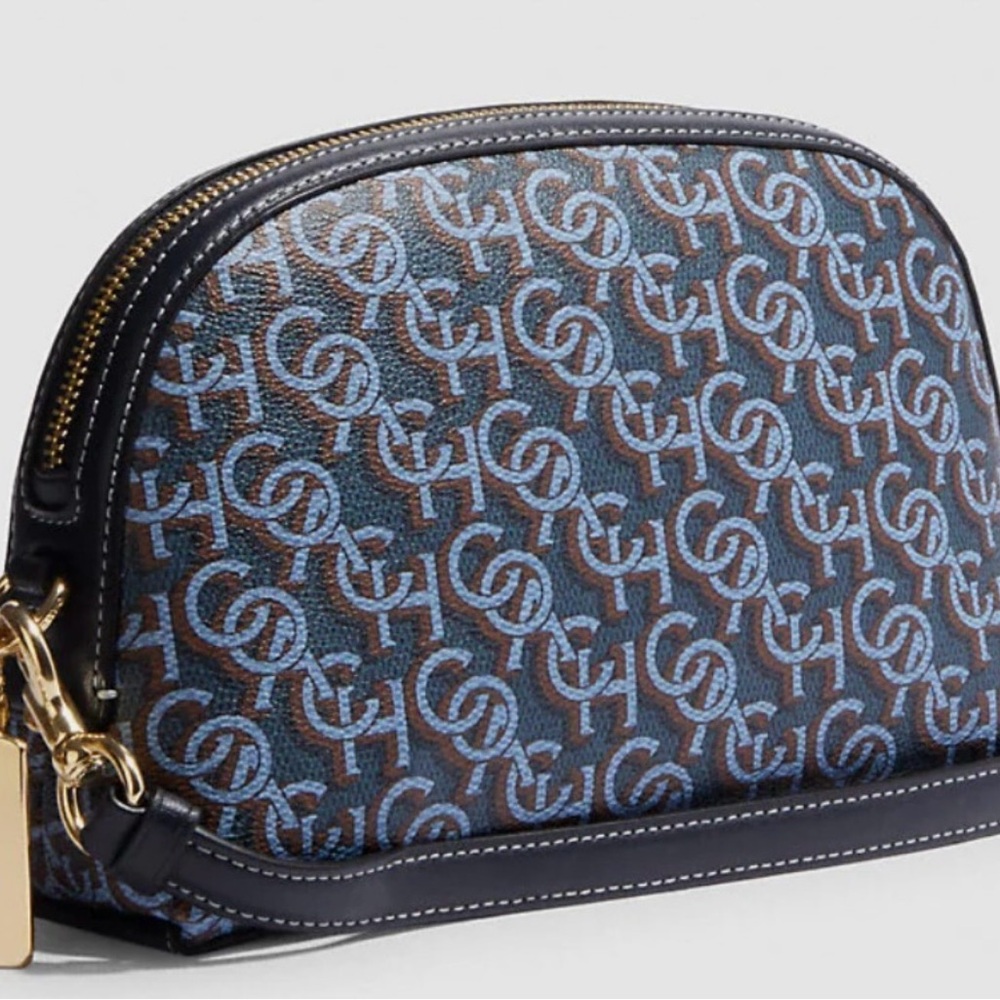 Coach Black and Blue Monogram Shoulder Bag